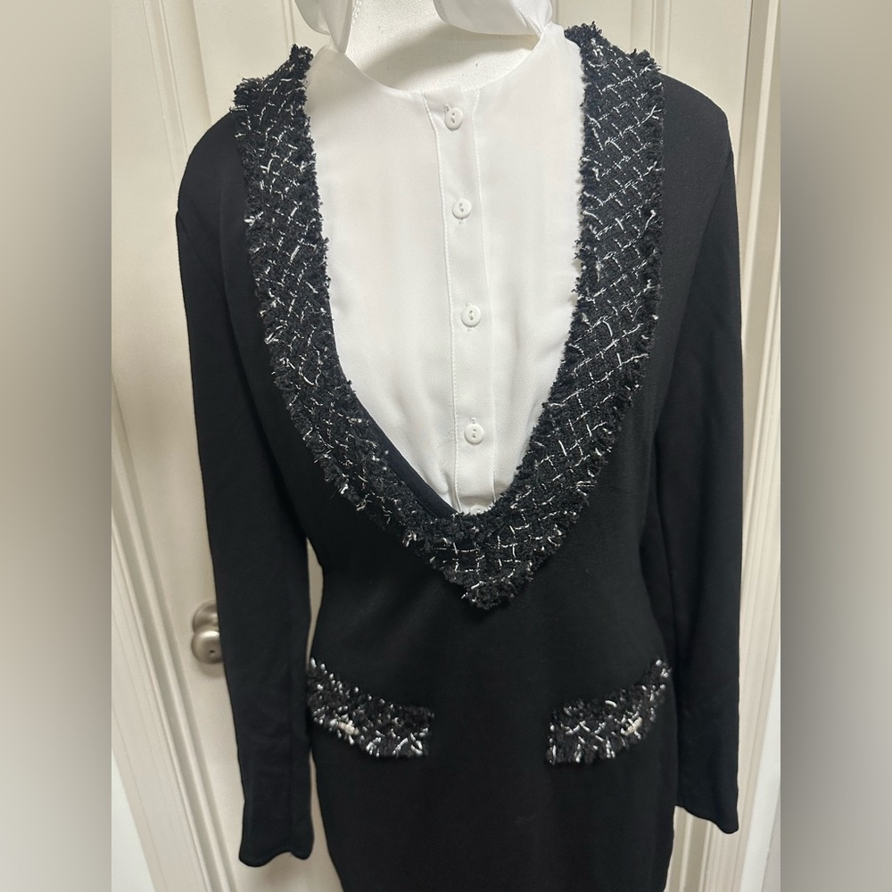 VENUS Black Dress with White Bow Accent - Picture 7 of 9